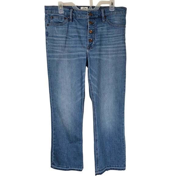 J Crew Jeans Women's 31 Billie Demi Boot Crop Light Wash Button Fly Summer Beach - Picture 1 of 10